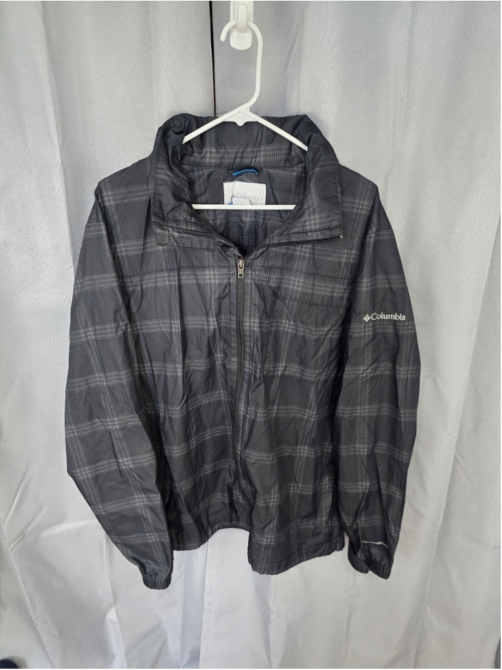 Women's Columbia Plaid Omni-Shield Lightweight Jacket Black Grey Size L